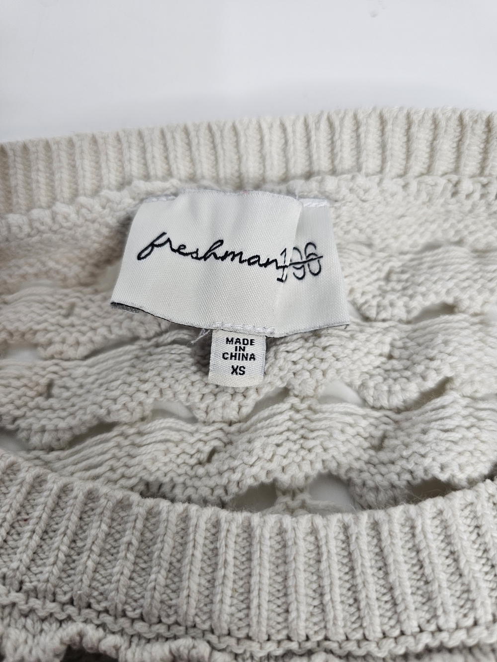 Crochet Knit Two-Piece Set in Cream — Sleeveless Crop Top & Skirt, Freshman 1996 - Picture 4 of 5